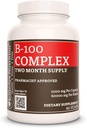 Persediaan gizi Remedy B-100 Kompleks 124; 1.000 mg, 60 Vegan Kapsules Dietary Supplemen Dua Bulan