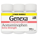 Genexa Clean Acetaminofhen 500mg Ekstra Kekuatan, Dye Free Pain Reliever Fever Reducer, 0% Artificial Addictive, Obat Sakit untuk Dewasa, Relieves Headache, Minor Arthritis Pain, 300 Tablet