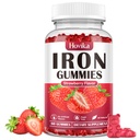 Tambahan Gumi Besi untuk Perempuan & Pria, Anak-anak Suplemen Besi untuk Anemia dengan Vitamin C, B12, Memadamkan - Pembangun Darah & Dukungan Untuk Defisiensi Besi - Gula Strawberry Flavor, 60 Gummi