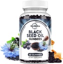 Gumies Minyak Benih Hitam - Komik Organ Dingin Menekan Nigella Sativa Benih Hitam dengan Madu, Vitamin B6, C, D3, Turmeric, Peconaciate, Dukungan kekebalan, Pengantaran, Fungsi Otak, Rambut & Kulit 60 Gummi