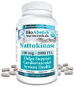 Bio Absorb Nattokinase Suplemen. Tidak-GMO Natto Ekstrak Enzyme. 100 mg, 2000 FUs. 60 Veggie Caps (Supply 60 Hari)
