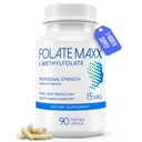 FolteMaxx L-Methylfolat 15mg 90 Capsules 124; Aktif Professional Methyl Memblement 5- MTHF Suppply 12.4; Methrilate Folate for Women & Men 124; Nor-GMO, Gluten Free (3 Bulan Supply)