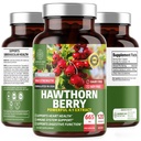 N1N Premium Hawthorn Berry Capsules [Max Strength, 2660mg] All Natural Hawthorn Extract Supplemen untuk mendukung kekebalan, 120 Caps