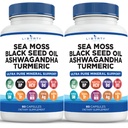 Laut Moss Minyak Benih Hitam Ashwagandha Turmeric Bladdercrack Burdock - dengan Manuka, Madu Dandelion, ACV Black Pepper Gluten Bebas - 2 - Pack