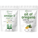 Micro Ingreations Oil of Oregano Softgeels 300 Count & Vegan Omega 3 Algae Oil Bundle 2 Pack 124; Carmoquinone & Thyquinone 124; Full Spectrum Omega-3 Alternatif