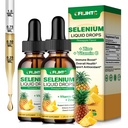 2 Pack Selenium Liquid Drops, 200mcg Liquid Selenium Suplemen dengan Vitamin C & Zinc, Dukungan untuk Sistem Imune, Antioksidant & Heart Kesehatan, Absorpsi Tinggi, Pineapple Flavor