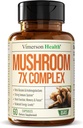 Kompleks Mashroom Terkuat dengan Turkey Tail, Lions Mane Extract, Mashroom Shiitake, Reishi, Cordyceps, Maitake, Chaga & More - 7- 1 Mashroom Supplemen Mental Clarity, Natural Energy & Focus