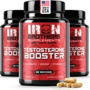 Testosteron Booster for Men - Estrogen Blocker - Supplemen Energi Alam, Kekuatan & Stamina - Lean Muscle Growth - Promoses Fat Loss - Meningkatkan Performance Pria (3 Botol)