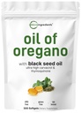 Mikro Ingredients Oil Oregano Softgeels, 300 Count 124; 2 in 1 Formulated with Black Eed Oil, 4X Power Carvacrol & Thymoquinone 124; Plant based, Non-GMO, & Imune Dupport