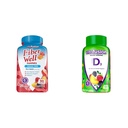 Vitafused Fiber Well Sugar Free Fiber Suplement & Vitamin D3 Gummy Vitamin for Bone and Immune System Support, Peach, Blackberry dan Strawberry Flavored, 50 mcg Vitamin D, 75 Day Count