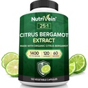 Nutrivein Premium Citrus Bergamot Suplemen 1400mg 25: 1 Ekstraksi Bergamia - 60 Hari Suply (120 Capsules): Kuat Italia Citrus Bergamot 1400 mg + High Concentration System