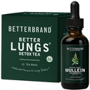 Betterbrand BetterLungs Health Pack - Lebih baik Lungs Detox Tea & Mullein Leaf Tincture Drops £124; (2) Daily Respiratory Wellness