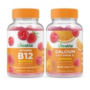 Lifeable Vitamin B12 + Calcium with Vitamin D, Gummies Bundle - Great Tasting, Vitamin Suplemen, Gluten Free, GMO Bebas, Chewable