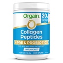 Orgain Hydrolyzed Collagen Peptides + Prebiotic & Progetic Powder for Women & Men, 20g Grass Fed Collagen, 1 Million CFU - Supports Digetives, Hair, Skin & Joint Health, NON-GMO, Type I & III, 1lb