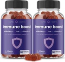 Imune Dukung Gummies & Ginger 124; Bensin Elderberry yang kuat, Vitamin C, Zinc, Echinacea, Astragalus Root & Ginger 124; Ammune Boosters & Kids Supplemen 124; Vegan & Non-GMO 124; Cherry 124; 60 Ct (2 Pack)