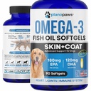 Omega 3 Minyak Ikan untuk Anjing - Salmon Oil untuk Anjing - Tambahan Ikan Anjing Dapat membantu Shedding, Allergy, Itch Relief - Pendukung Kering Skin, Joints - Dog Skin dan Coat Supplemen - 90 Fish Oil Pil EPA DHA