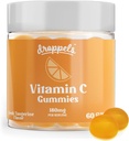 Droppels Vitamin C Gummies, 180mg - Vegan, Pectin Plant - Based Ammune Supplemen Booster - Tangerine Flavor, 60 Count (Persediaan 1 Bulan)
