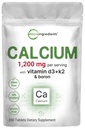 Mikro Ingredium Calcium 1.200mg dengan Vitamin D3 & K2, 300 Tablet 124; Kalsium Suplemen Perempuan & Men 124; Mineral Complex Dukung Bone, Teeth, Colon & Cardiovaskular Kesehatan 124; Non-GMO, Gluten- Bebas