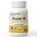 Kompleks Energi Super Lab Puregen B dengan Vitamin C - Imune Kesehatan, Energi dan Dukungan Sistem Gugup - Non-GMO, Gluten- Bebas 100 tablet Vegetarian
