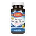 Carlson - Maksimum Omega Minis, 1000 mg Omega-3s, Fungsi Hati, Fungsi Hati, Pendukung Otak & Sehat Penuaan, Lemon, 60 Mini Softgels