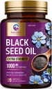 Minyak Benih Hitam 1000mg - Premium Ekstra Kekuatan Nigella Sativa Blackseed Oil - Black Benih Kulit, Kesehatan Digetical & Imune Dukungan