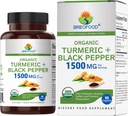 Brieofood Organic Turmeric dengan Black Pepper 1500mg, 45 pelayan, Vegetarian, Gluten Free, 90 tablet Vegetarian