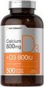 Tambahan Horbach Calcium dengan Vitamin D3 124; 600 mg 124; 500 Caplets Coated 124; untuk Perempuan dan Pria 124; Non- GMO & Gluten Bebas