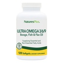 Nature Plus Ultra Omega 3 6 9-1200 mg, 120 Softgels - Borage Oil, Minyak Ikan, Suplemen Flax Oil - Gluten- Bebas - 120