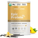 Sprout Living Epic Protein, Tanaman berbasis Protein & SuperFoods Powder, Vanilla Lucuma Powder 12.4; 20 Grams Organik Powder, Vegan, Non Dairy, Non- GMO, Gluten Free, Low Sugar (2 Pound, 24 Pelayan)