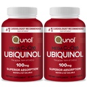 Qunol Mega Ubiquinol Coq10 100mg, Tabib Superior, Air Patented and Fat Soluble Natural Suplement Form of Coenzim Q10, Antioksidant for Heart Health, 60 Softgels, Paket 2