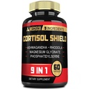 9in1 Cortisol Shield - Ashwagandha & Magnesium Glycinate, Rhodiola, Phoshatidlyserine, L-Theanine, Licorice Root, St. John 's Welt, Lions Mane - Pikiran & Mood, Dukungan Malam Penuh - 60 Capsules