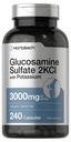 Horbäach Glucosamin Sulfate 2KCI dengan Potasium 124; 3000mg 124; 240 Capsules 126; Non-GMO dan Gluten Free Suplemen