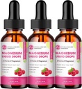 (3 Paket) Magnesium Liquid Drops - 8 di 1 Magnesium Kompleks dengan Magnesium Glycinate, Citrate, Malate, Tadrate, untuk Brain, Night, Muscle, Bone, Craspberry Flavor
