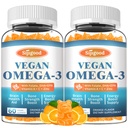 2 Pack Omega-3 Gummies Mampu Algae Omega Source, Boost Brain, Eye & Imune Fungsi, dengan DHA dan EPA Vegan & Sugar Free, Orange Flavor, 120 Count