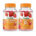 Lifeable Collagen & Vitamin C + Vitamin D 5000 IU, Gummies Bundle - Great Tasting, Vitamin Suplemen, Gluten Bebas, GMO Bebas, Gummy Chewable