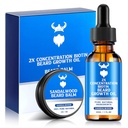 Beard Growth Oil & Beard Balm - Beard Growth Kit dengan Biotrin Konsentrasi 2X untuk Pria, Ingredians Alam dengan Argan Oil, Jojba Oil dan Vitamin (Sandalwood)