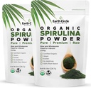 Bumi Circle Organics Spirulina Powder, Kosher, Raw dan None-Irradiated 124; Murni Vegan Protein 124; Premium Energi Superfood, Tinggi di Amino Acids dan Antioksidants - (8oz - 2Pack)
