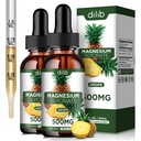(2 Paket) Magnesium Glycinate Suplemen, Liquid Magnesium Glycinate Liquid Drops 500mg Dukung Stress Relief, Relaxation, Mood, Sleep, Bone & Muscle-4 Fl Oz, Vegan, Pineapple Flavor