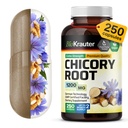 BIO KRAUTER Chicory Fiber Supplement - 1200 mg Kekuatan - 250 Cacah - Chicory Root Powder - Inulin Capsules untuk Dukungan Digetical - Vegan