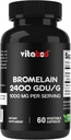 Suplemen Bromelain 1000mg per Serving, 2400 GDU / g, Protolytic Enzymes, Support Diathable of Protein, 60 Count - Non-GMO & Gluten Free