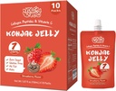 Konjac Jelly Pouch Drinkable Strawberry Flavor, 7 Calories, Gluten Free, Zero Sugar, Keto, Collagen Peptides dan Vitamin C, Low Fat Healthy Fruit Snacks, Holiday Gifts, 10 Packs