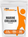 BulkSuplements.com Marine Collagen Powder - Marine Collagen Peptides Suplement, for Hair, Skin, & Nails - Hydyrolyzed & Gluten Free, 2.5g per Serving, 250g (8.8 oz) (Paket 1)