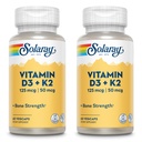 SOLARAY Vitamin D3 + K2, D & K Vitamin for Calcium Absorpsi dan Dukungan untuk Sistem Kardiovaskular & Arraption, Non- GMO & No Soy
