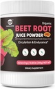 Beet Root Powder 7000mg, Popper Beet Terkonsentrasi Tinggi dengan Reishi Mushroom, Superfood Suplemen Beetroot Minum untuk Sirkulasi dan Endurance, Vegan, Sugar- Free