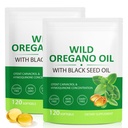 Minyak Oregano Softgeels, 2 dari 1 Minyak Oregano dengan Hitam Benih Minyak 240 Count, Oregano Tambahan Minyak Capsules, Organik Oregano Ekstrak Minyak, Non- GMO, Gluten Bebas - 2 Bag