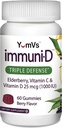 Immunid Elderberry Gummies by YumVs 124; Triple Defense Vitamin with Sambucus Elderberry, Vitamin C & Vitamin D 124; Lengkap Immune System Dukungan untuk Perempuan & Men 124; Natural Berry Flavor- 60