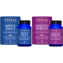 FRISKA MEN & Nightly Probiotic Bundle 124; Digetical Enzymes & Progories & Progities Suplemen 124; Laki-laki & Nighttime Distrable & Bloating Support 12.4; 30 Capsules per Botol