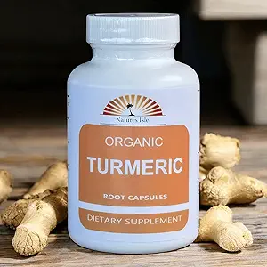 Bubuk Turmeric organik dan Peppercorn 60 Capsules 500mg Masing-masing (Tumeric - Curcuma Longa)