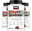 FORCE FASETOR Collagen Boosting Superfood, Vegan Collagen Booster for Women, With Biotin, Hyaluronic Acid, and Vitamin C, For Hair, Kulit, Nails, & Gabungan Dukungan, Tropical Fruit, 180 Soft Chews, 3- Pack