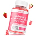 Sugar Free Collagen Gummies for Women Men, Multi Collagen Peptides Tipe Gummies I II V X dengan Biotin A B C D E untuk Rambut Skin Nails, Strawberry Flavor, 60 Count